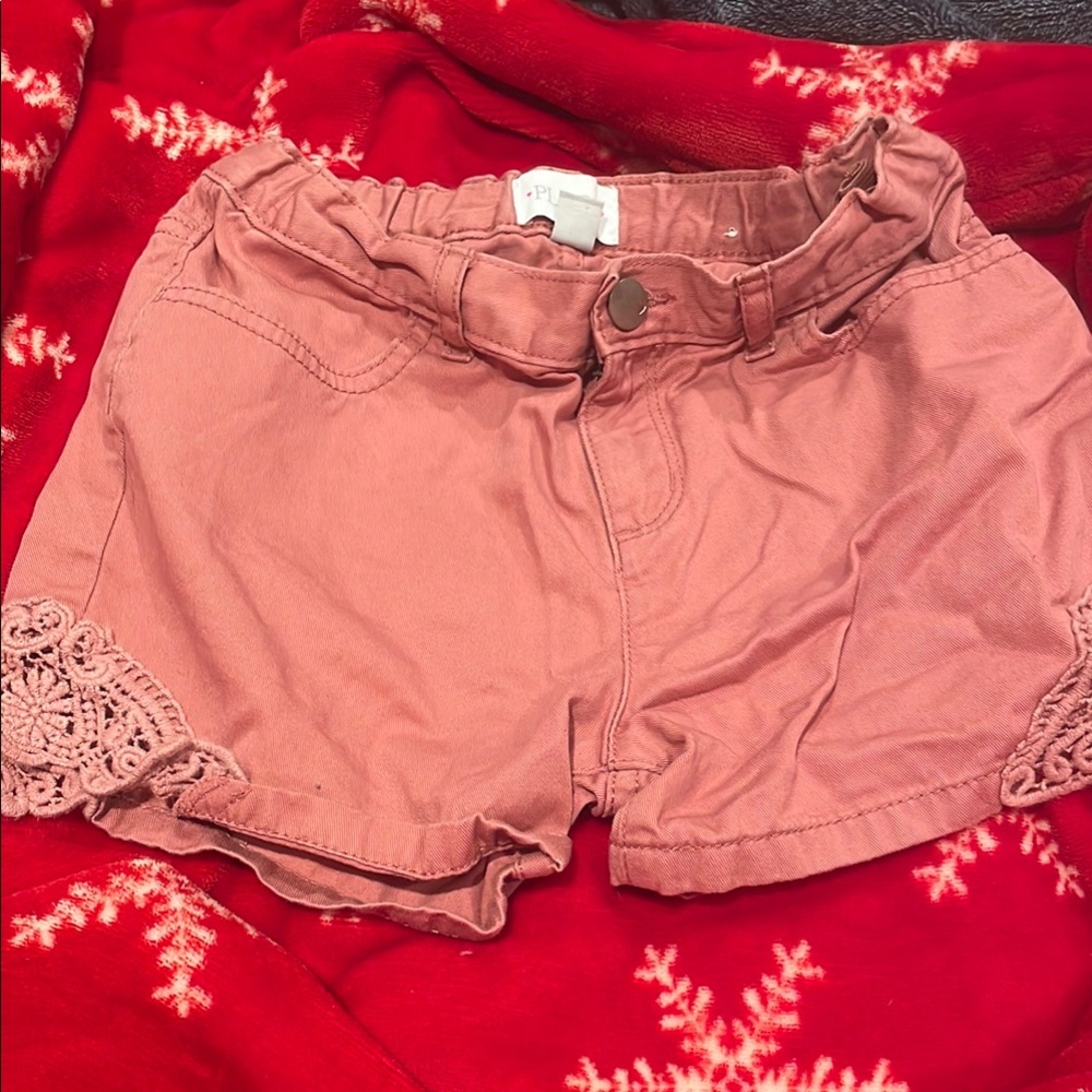 Women's Pink Lace Trim Shorts